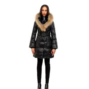 Women's MacKage Black Fur-Trimmed Puffer Coat